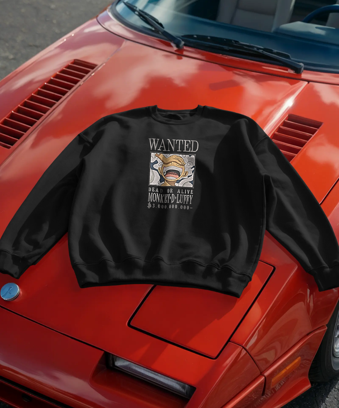 Felpa premium con ricamo "luffy wanted"