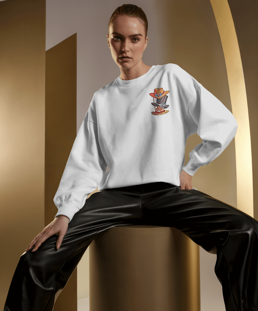 Felpa premium con ricamo "Cappelli One Piece"