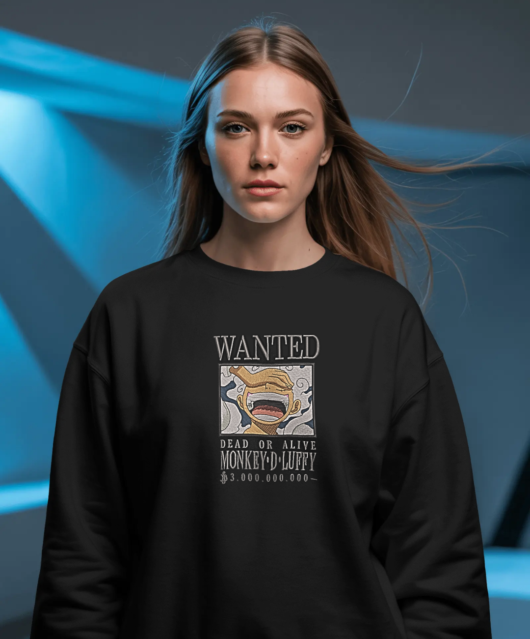 Felpa premium con ricamo "luffy wanted"