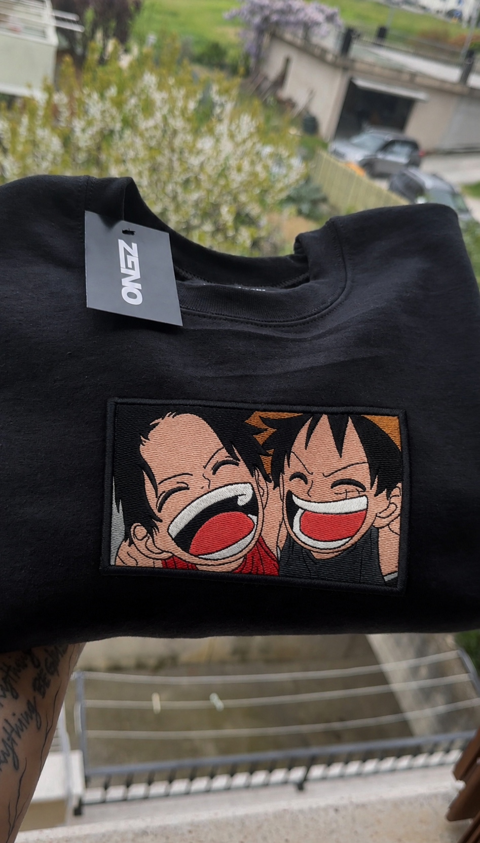 Felpa premium con ricamo "Luffy & ace"