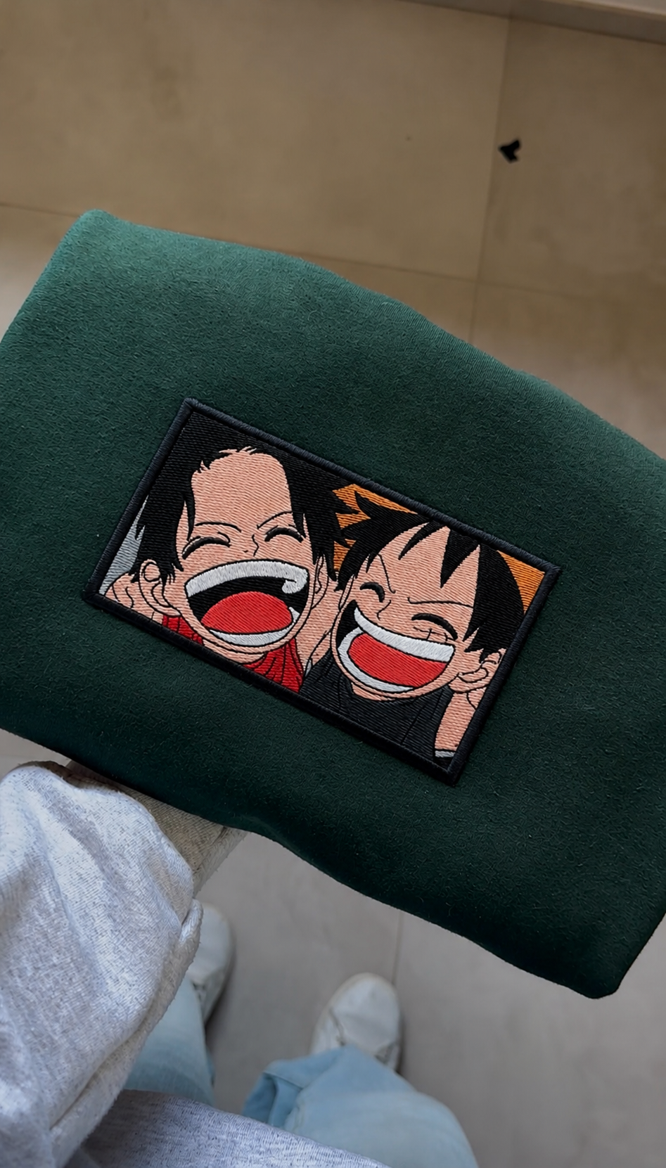 Felpa premium con ricamo "Luffy & ace"