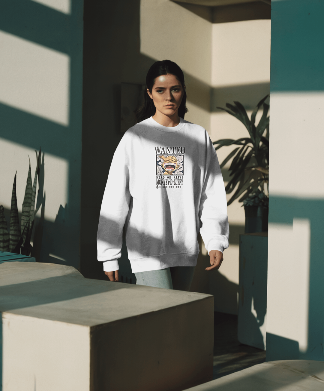 Felpa premium con ricamo "luffy wanted"