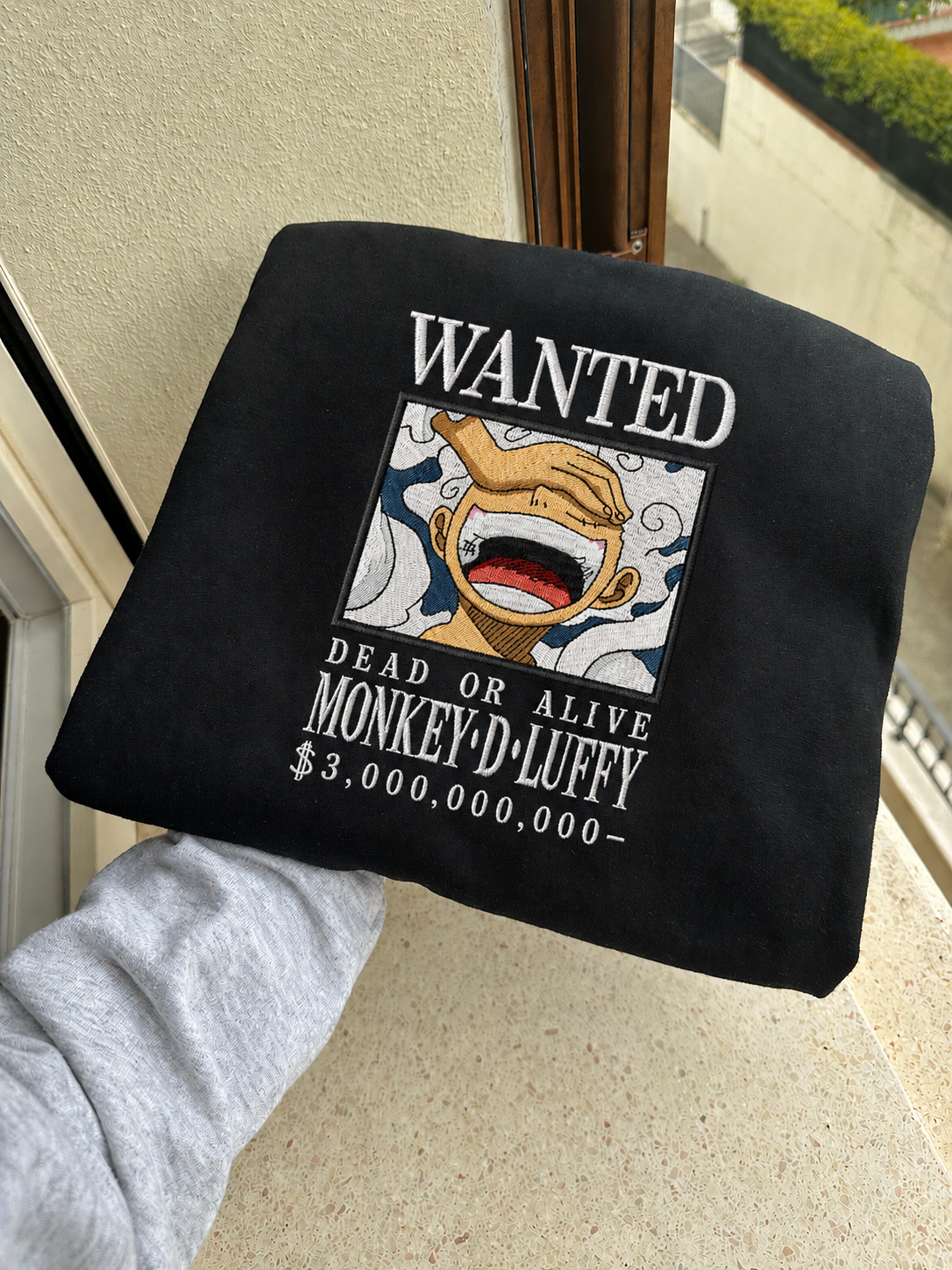 Felpa premium con ricamo "luffy wanted"