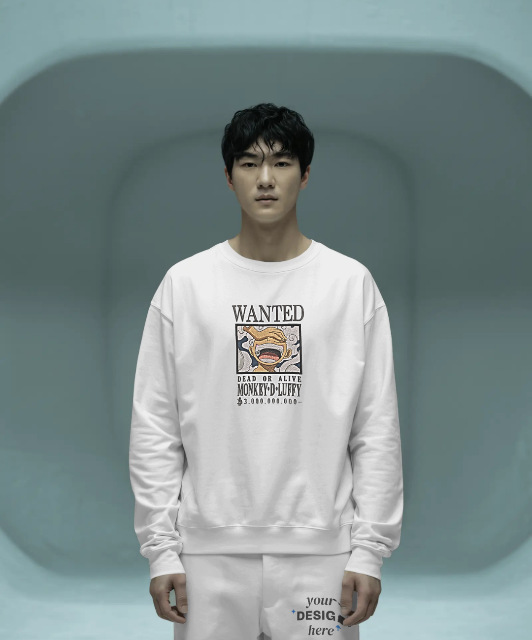 Felpa premium con ricamo "luffy wanted"