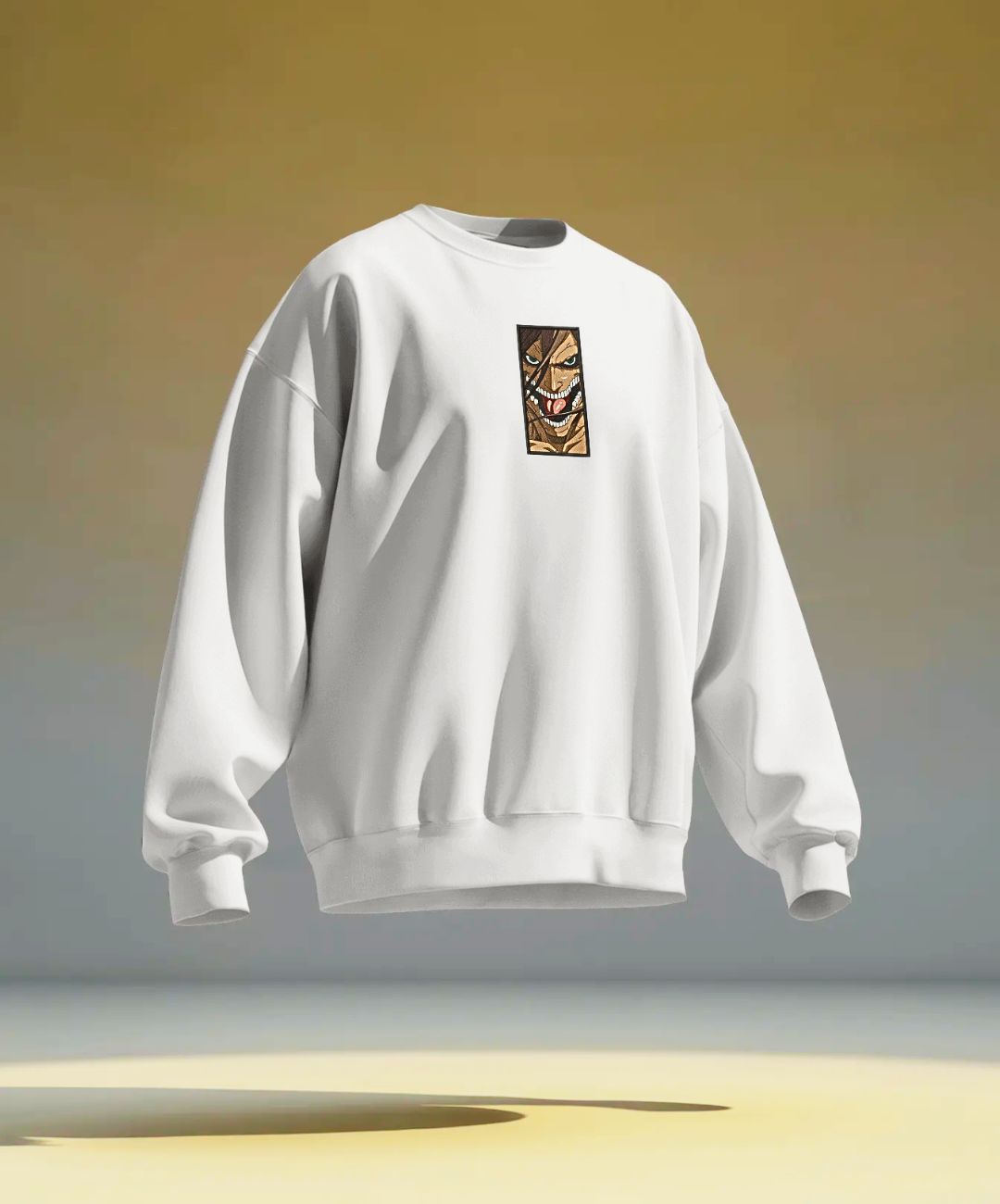 Felpa premium con ricamo "attack on titan"