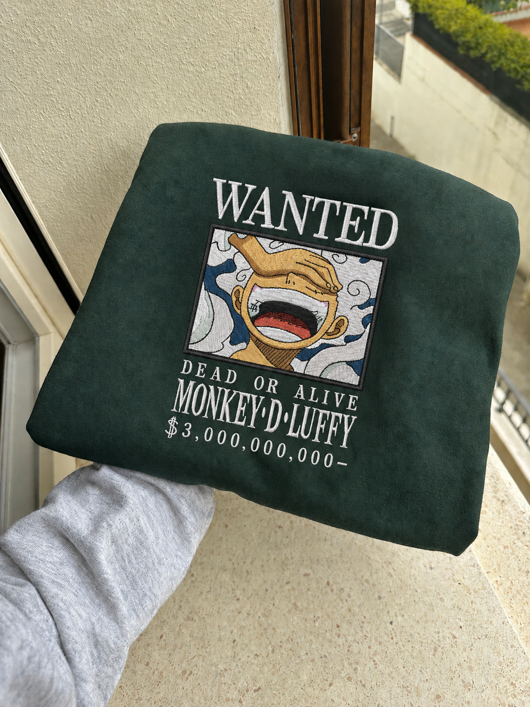 Felpa premium con ricamo "luffy wanted"